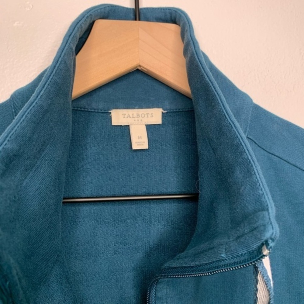 Talbots Teal Collared Front Zip Up Jacket Medium - image 5